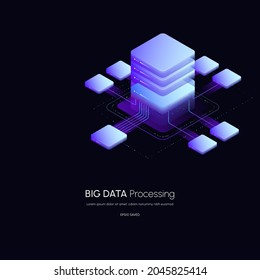 Data visualization concept. Data analytics platform 3d isometric vector illustration. Computer storage or agricultural workstation.
