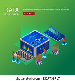Data visualization concept isometric background