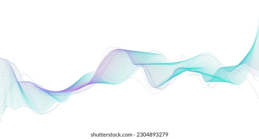 Data visualization, Future technology, Digital era, Information technology. Modern purple-blue-green gradient smooth wave lines for banner, presentation, template, web design. Vector illustration.