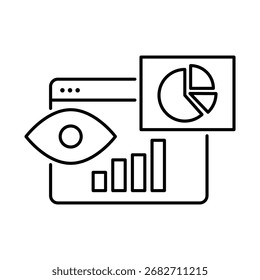 Data Visualization Icon, Data charts, Graphical data representation, Business insights, Data-driven decisions, and Interactive charts. Vector illustration.