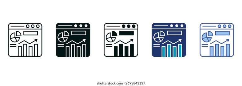 Conjunto de Ícones de Visualização de Dados Consistindo em Ilustração de Vários Estilos por Vetor