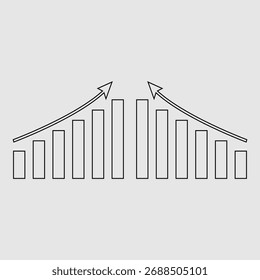 Iconos de visualización de datos Tendencias de crecimiento y disminución