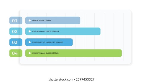 Data visualization infographics with a four-bar horizontal chart, vector eps10 illustration