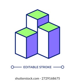 Data visualization line color icon. Business intelligence, database organization. OLTP systems. Financial analysis. Isolated vector illustration. Flat colorful symbol design. Editable stroke