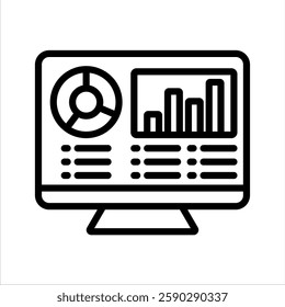 Data Visualization Line Vector Illustration On White Background.