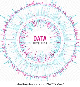 Data Visualization. Radial Diagram. Data Analytics. Big Data Complexity. White Background. Beauty Of Information