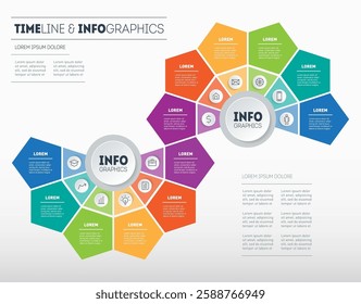 Data Visualization Reimagined: Colorful Infographics for Impactful Presentations and Clear Information Hierarchy. Information Design Templates with Customizable Segments for Business Analysis.