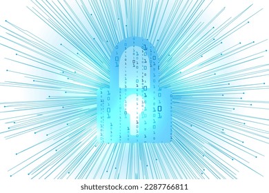 data visualization secuirty and protection by padlcok technology abstract.