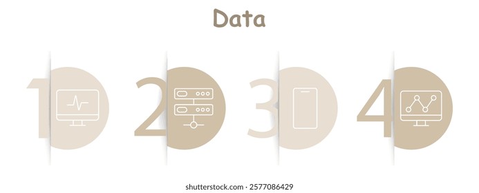 Data visualization set icon Heartbeat monitor, server, smartphone, analytics screen. Information, statistics, monitoring