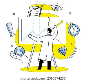 Data visualization vector illustration. Analyzing data provides valuable insights drive business strategies and improve performance Analytics is process extracting meaningful information from data