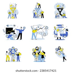 Data visualization vector illustration. Information is valuable asset drives progress and informs strategic initiatives Data management involves organizing, storing, and securing data for analysis