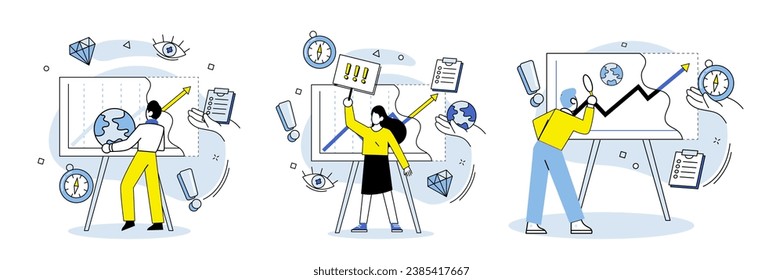 Data visualization vector illustration. The process analyzing data involves examining patterns, trends, and relationships within datasets Creative approaches to analysis can lead to innovative