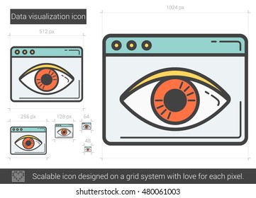 Data visualization vector line icon isolated on white background. Data vizualization line icon for infographic, website or app. Scalable icon designed on a grid system.
