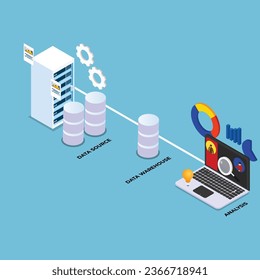 Data warehouse - Business data intelligent 3d vector illustration concept for banner, website, illustration, landing page, flyer, etc