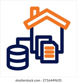 Icono de duotono de Data Warehouse. Ilustración vectorial simple sobre fondo blanco