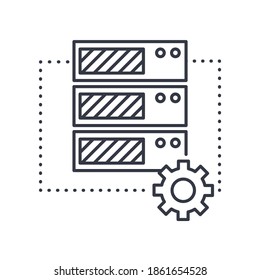Data warehouse icon, linear isolated illustration, thin line vector, web design sign, outline concept symbol with editable stroke on white background.