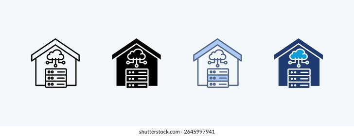 Data Warehouse Multiple Style Icon Vector Illustration