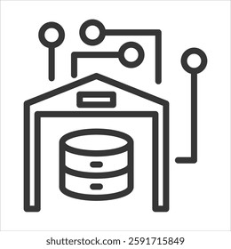 Data Warehouse Outline Icon Vector Illustration