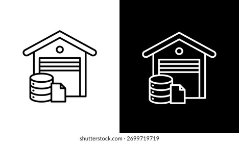 Entwurf des weißen Symbolsatzes des Data Warehouse