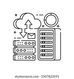 Data Warehouses Outline Icon, Vector illustration