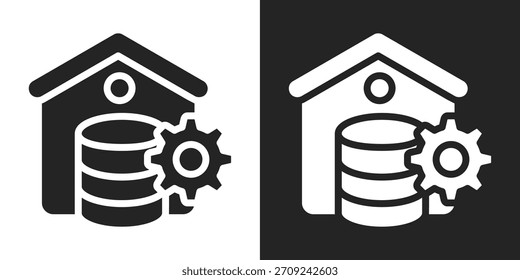 Icono De Almacenamiento De Datos En Estilo Glifo Blanco Y Negro