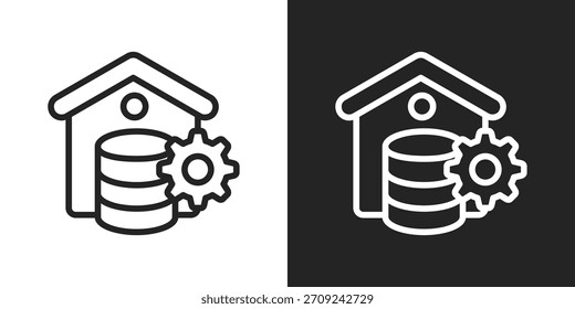 Ícone Data Warehousing Em Estilo De Linha Preto-E-Branco