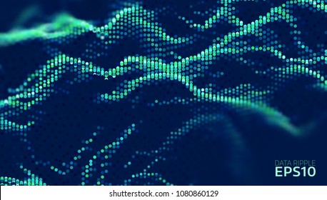 Data Wave Abcstact Vector Background. Technology Composition. Cyber Bigdata Flow