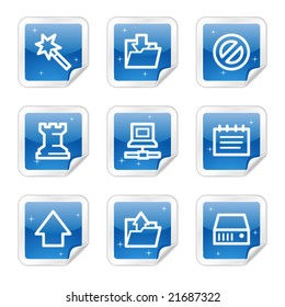 Data web icons, blue glossy sticker series
