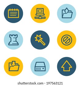 Data web icons, blue and yellow circle buttons