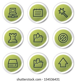 Data web icons, green circle stickers