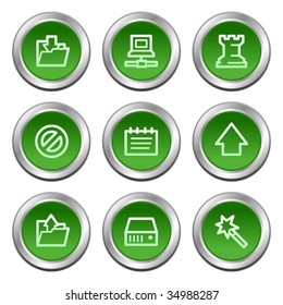 Iconos web de datos, series de botones de círculo verde