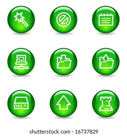 Datenweb-Symbole, grüne Glossy-Kugel-Serie