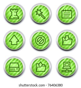 Data web icons, green glossy circle buttons