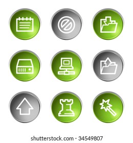 Data web icons, green and grey circle buttons series