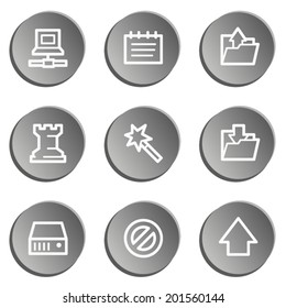 Data web icons, grey stickers set