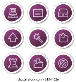 Iconos web de datos, serie de stickers púrpura