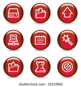 Iconos web de datos, series rojas brillantes