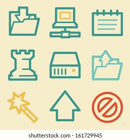 Data web icons, retro colors