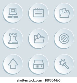 Data web icons, white sticker buttons