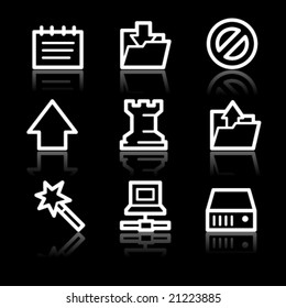 Data white contour web icons