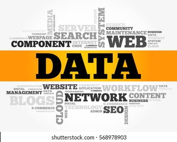 DATA word cloud collage, technology business concept background