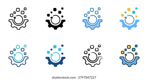 Data wrangling icons set multiple style collection. Editable stroke 
