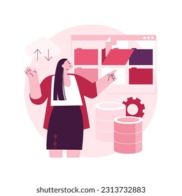 Database abstract concept vector illustration. Online database, data architecture, information storage service, cloud computing, application platform, software development abstract metaphor.