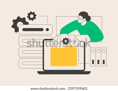 Database abstract concept vector illustration. Online database, data architecture, information storage service, cloud computing, application platform, software development abstract metaphor.