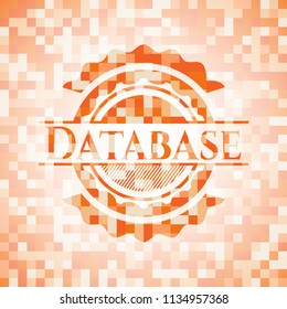 Database abstract orange mosaic emblem
