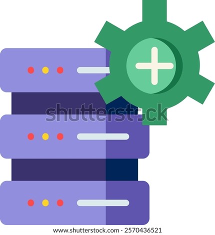 Database Add Icon Flat Vector Illustration