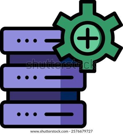 Database Add Icon Lineal Color Vector Illustration