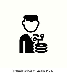 icono negro del administrador de bases de datos, icono aislado en fondo claro, perfecto para sitio web, blog, logotipo, diseño gráfico, medios sociales, interfaz de usuario, aplicación móvil