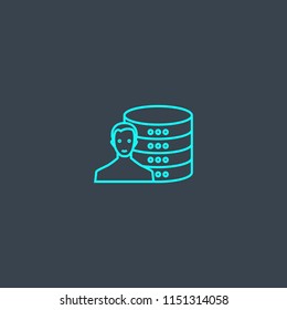 Database administrator concept blue line icon. Simple thin element on dark background. Database administrator concept outline symbol design from Big data set. Can be used for web and mobile UI/UX