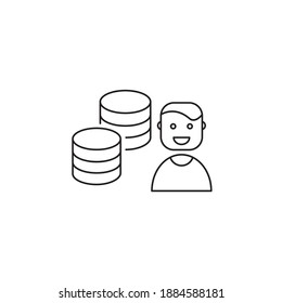 Icono de administrador de base de datos. Un icono de carácter de administrador. Vector